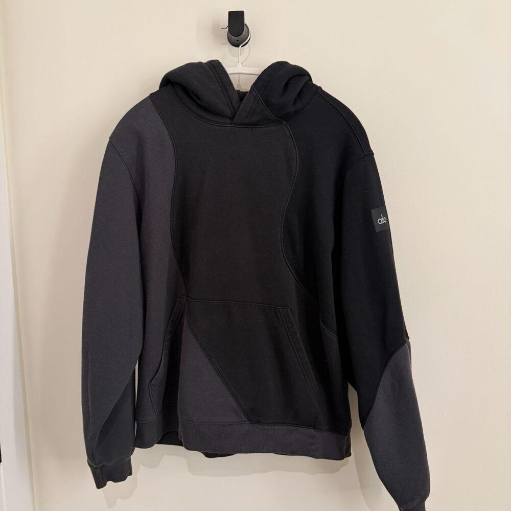 unisex vintage black tonal ALO YOGA 'Make Waves' sweatshirt hoodie pullover [S]